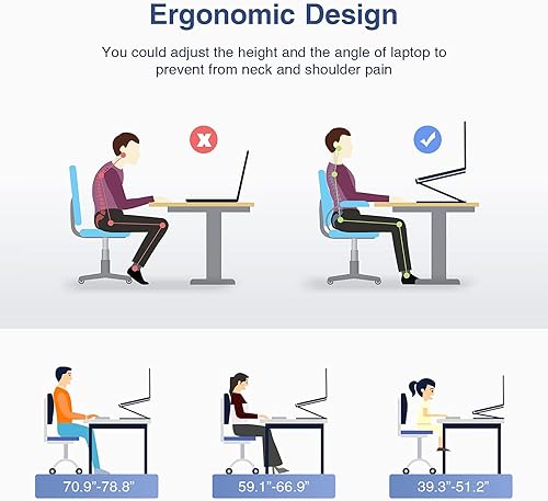 Miniatura 5 de Elevador ajustable para laptop, soporte multiángulo con ventilación de calor para Mac, Notebook, Lenovo KT1-Rose