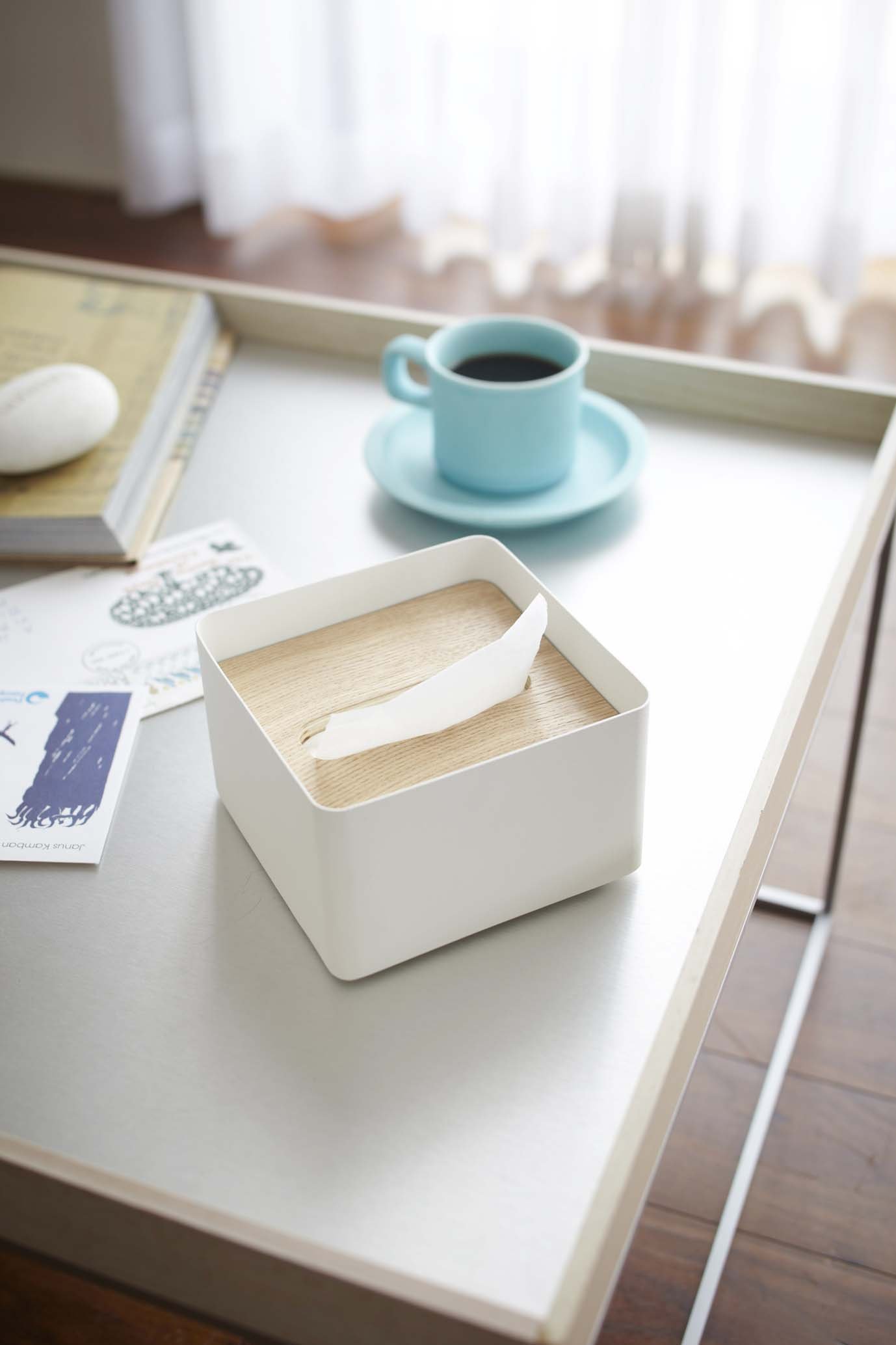 Yamazaki 7732 Tissue Case with Lid, Rin, S, Natural