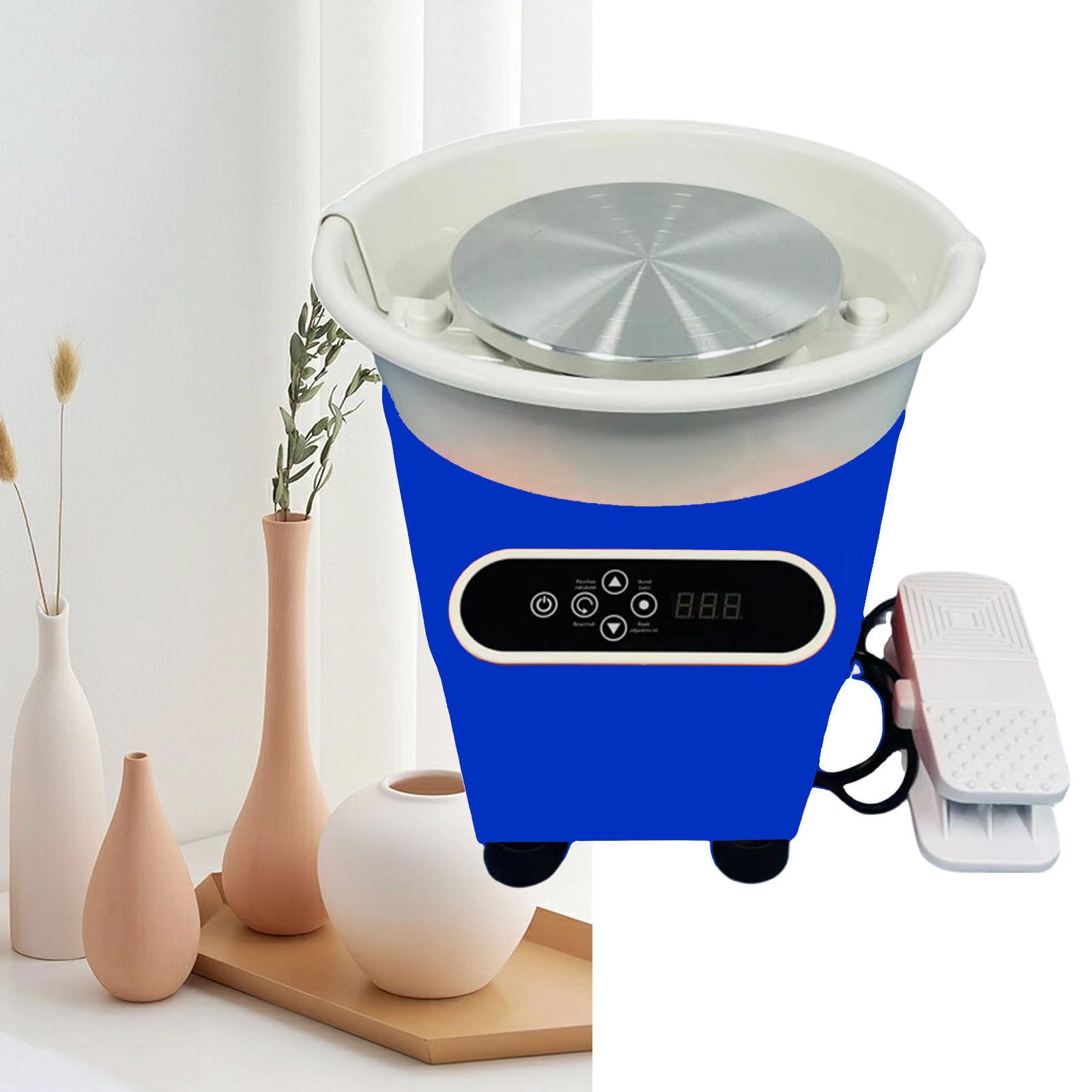 Torno de alfarería eléctrico de 25 cm con Pantalla táctil LCD y Kit de Escultura: Herramienta para Arcilla, cerámica, alfarería y proyectos de Manualidades (Blue)