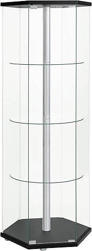 Armario Curio en forma de hexágono negro y transparente