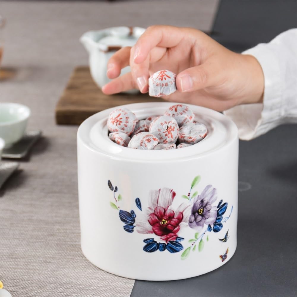HLTYGWX Pojemnik na herbatę ceramiczny luzem pojemnik do przechowywania herbaty słoik domowy szczelnie zamknię słoik zestaw do herbaty czarno-zielona herbata słoik do przechowywania pojedynczy słoik