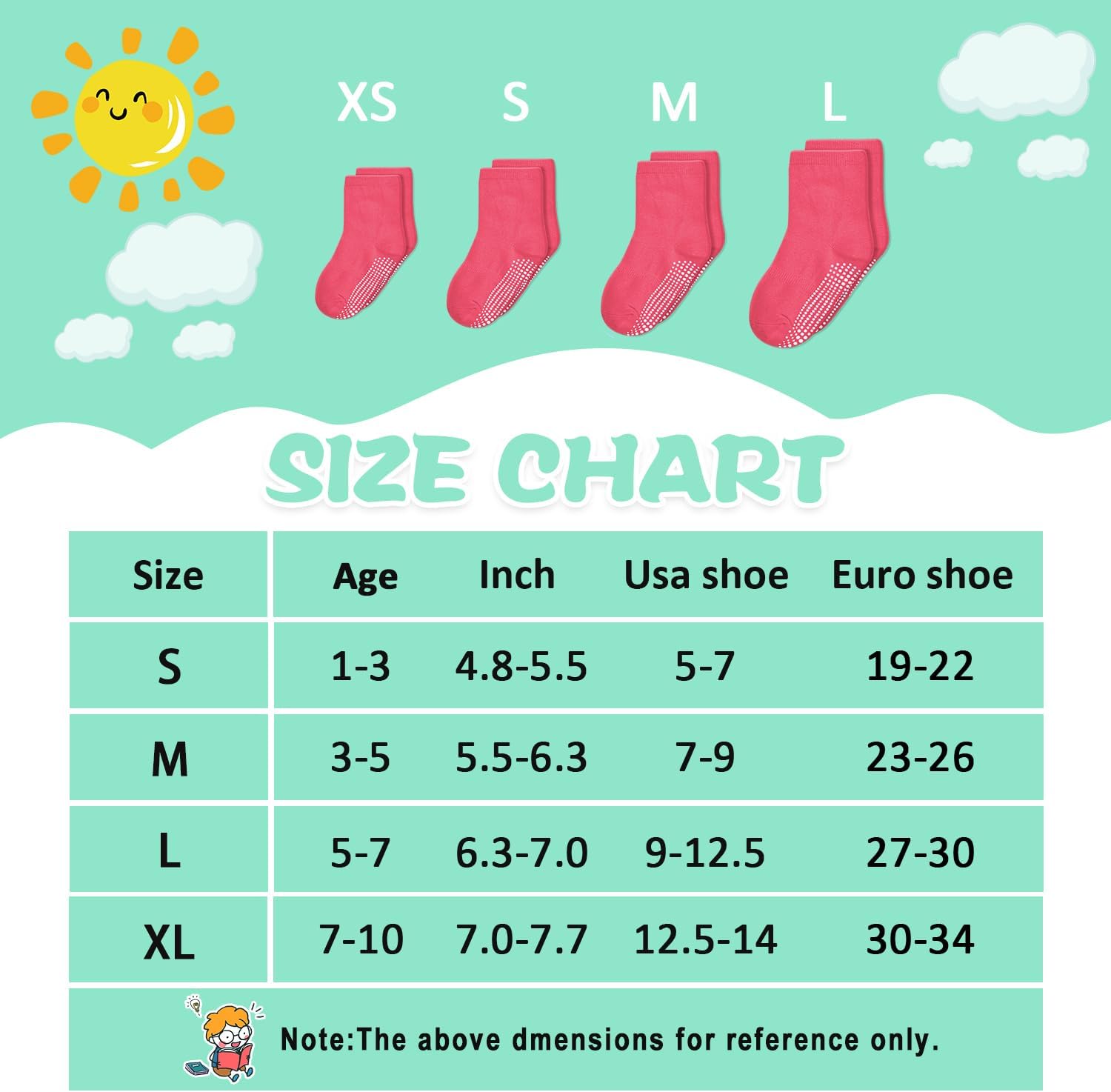 SkiBeaut Toddlers Crew Socks for Girls Anti Skid Slip Gripper Kids Socks Mid Calf Toddler Socks Grips for 1-7 Years 12 Pairs - Image 7