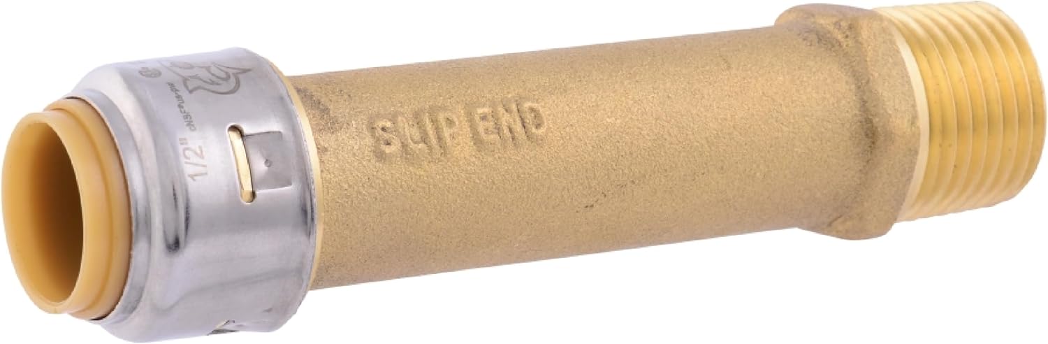 SharkBite 3/4 Inch MNPT Slip Adapter, Push to Connect Brass Plumbing Fitting, Copper, CPVC, U3134LFA