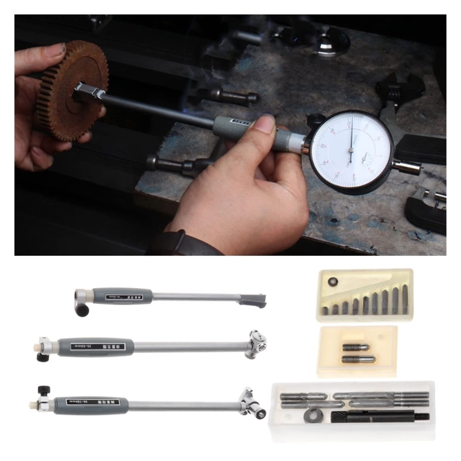 Indicatore del Comparatore, Dial Bore Gauge Bore Dial Indicator Asta di misurazione Foro Profondo Strumenti di misurazione Gauge Indicatore di Test Accurato(35-50mm)