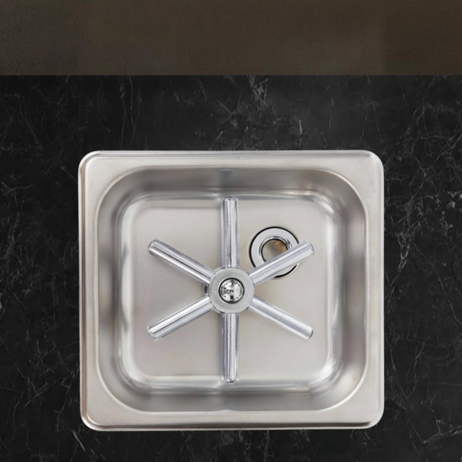 Sciacquabicchieri da Incasso in Acciaio Inox Lavabicchieri a Pressione Professionale Sciacquabicchieri con Vaschetta per Operatori di Bar, Barman, Bar, Piccolo, Nero