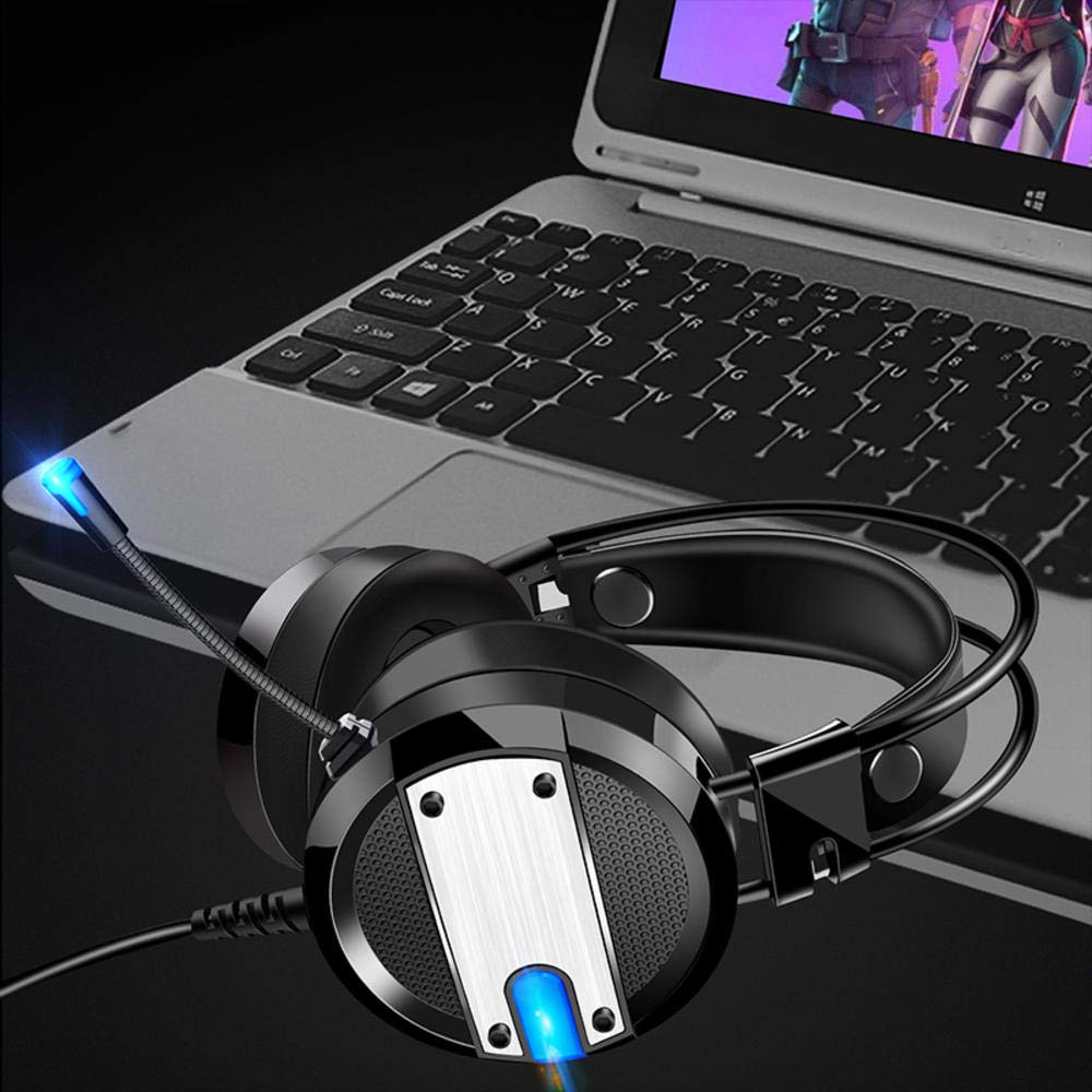 Zestaw słuchawkowy do gier LED Lights na PC dźwięk przestrzenny stereo z redukcją szumów przewodowe słuchawki dla graczy z mikrofonem auriculares Double the comfort