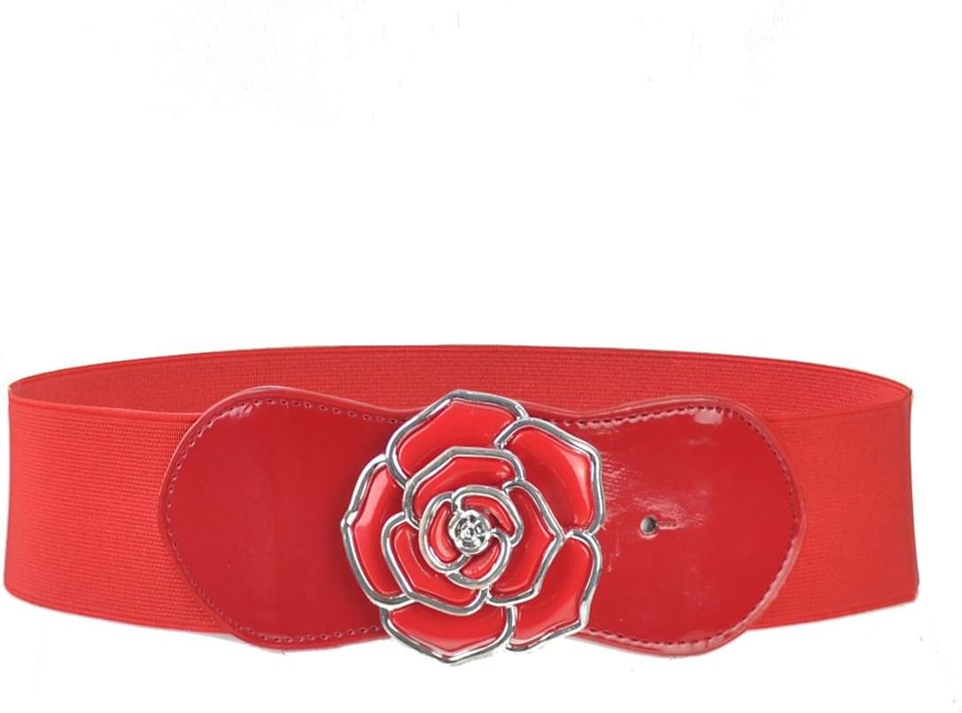 Lovely Silver Lined Rose Elastic Belt