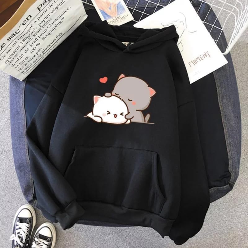 Image of Popster Printed Hooded Sweatshirt Hoody Fleece Regular Fit Full Sleeves Stylish Jumper Sweatshirts Winter Wear Hoodie for Women