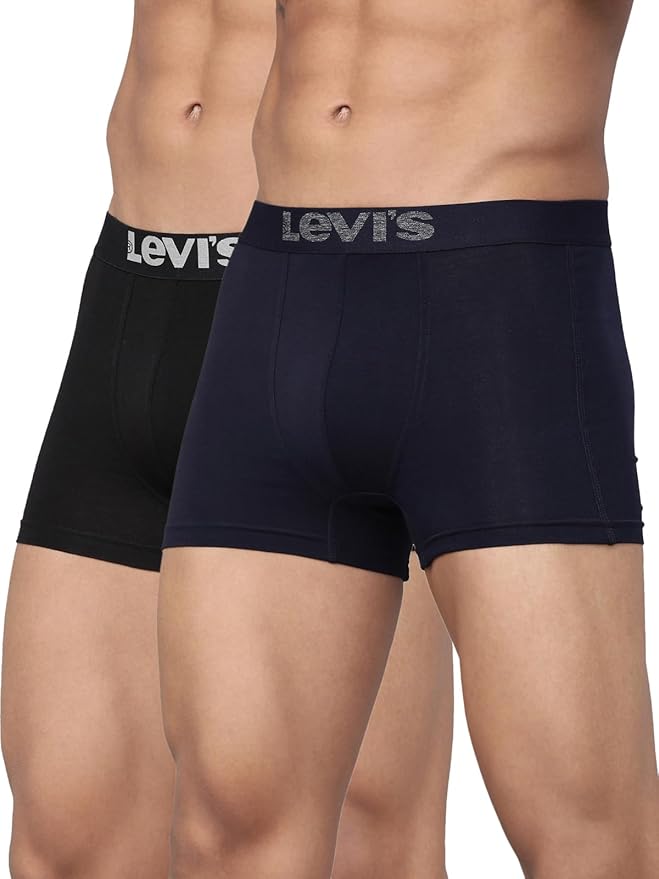 Levi's 018 Men's Cotton Solid Trunk - Mid Rise, Outer Elastic Waistband (Pack of 2)