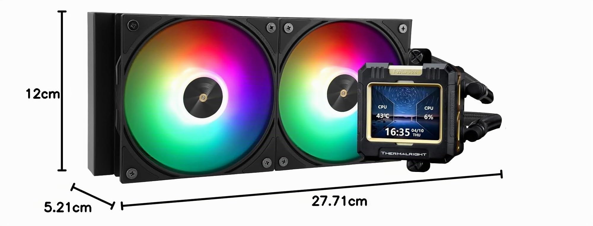 Thermalright FW 240 Noir ARGB Refroidisseur à Eau pour Processeur avec 2 Ventilateurs PWM, Écran LCD IPS 320 x 240, Compatible AMD/Intel PC Aio