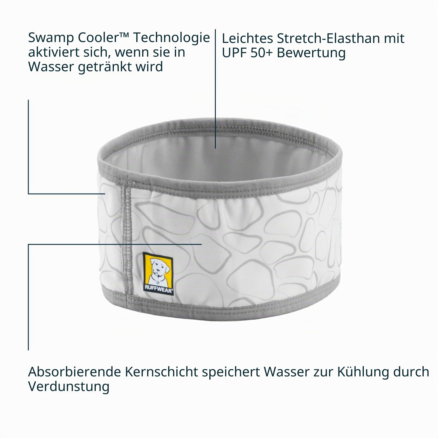 RUFFWEAR Swamp Cooler Halsmanschette für Hunde, LSF 50+, waschbar, wendbar, für den täglichen Gebrauch, Kühlung, wiederverwendbar, sofortiges Abkühlgerät für heißes Wetter, Graphite Gray, S