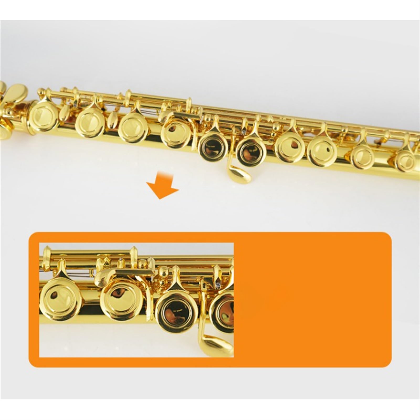 Flauto Dorato 16 Fori Chiusi 17 Fori Aperti Chiavi Curve + Chiave E Flauto Diviso Chiave C Principiante Livello Professionale Test Prestazioni(16 Hole)