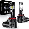 SPOLI 9005/HB3 LED Headlight Bulb,30000LM 6500k 120w HB3 Headlight Bulbs Kit With Fan,300% Brightnes Diamond White High/Low Beam Mini 1:1 Halogen Car Bulbs Design, CANBUS Ready, Black 2 Pack