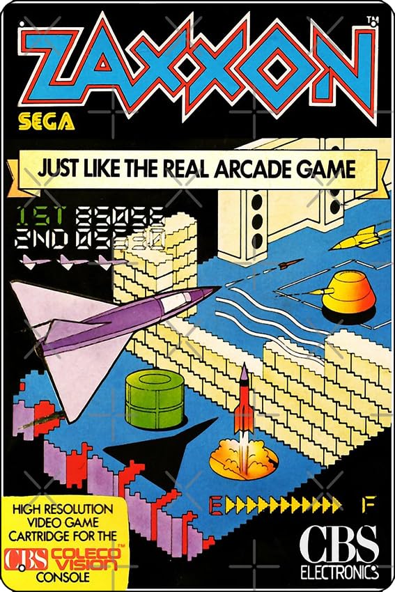 Zaxxon ColecoVision - Póster de metal divertido de 20,3 x 30,5 cm, decoración de pared para sala de juegos, cueva de hombre