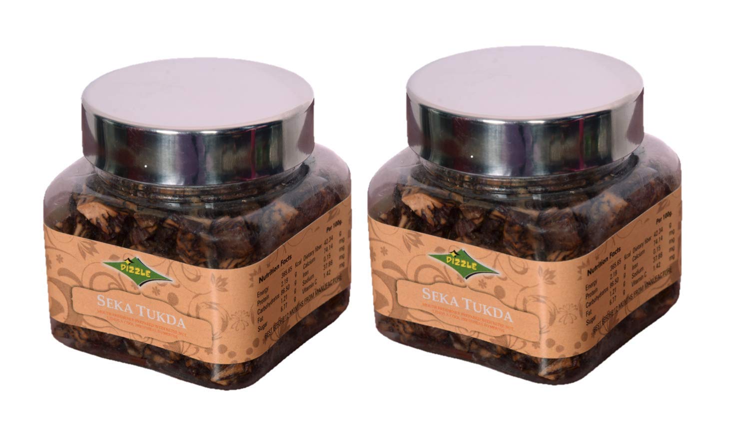 Dizzle Seka Tukda Mouth Freshener 90-NPC (Pack of 2) - Premium Supari Tukda Mukhwas | After Meal Digestive Mukhwas | Jaipuri Mukhwas for Fresh Breath