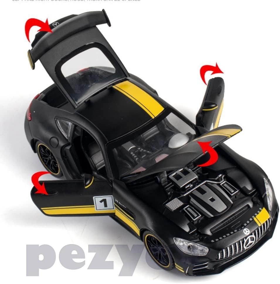 Image of 1 /24 Benz AMG GTR Toy Cars Model Car, Zinc Alloy Pull Back Toy car with Sound and Light for Kids Boy Girl Gift (Black)