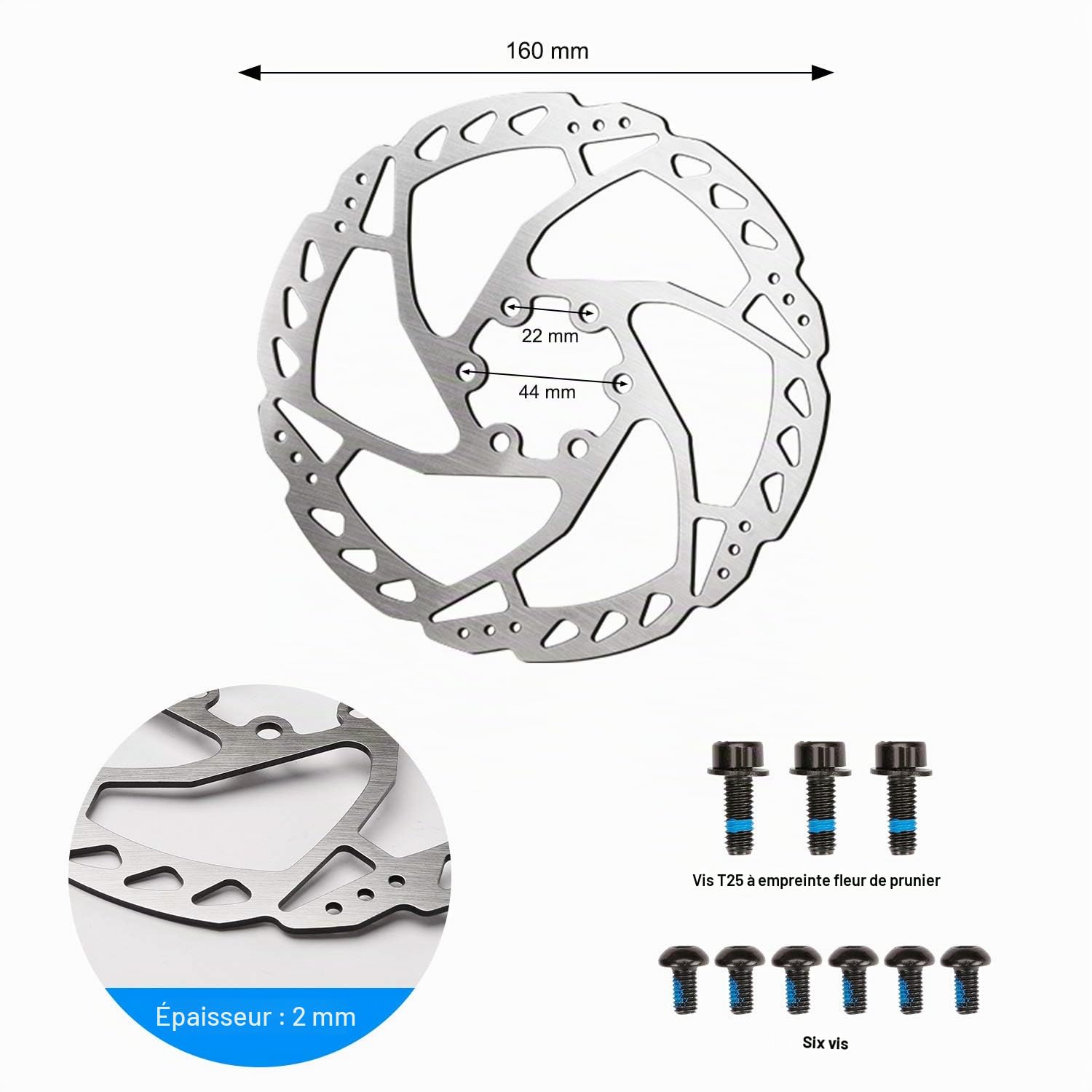 Kit de Frein à Disque de vélo, étrier en Aluminium Avant et arrière, Levier de Frein de vélo en Alliage d'aluminium, Rotor de 160 mm, ajusteur de Plaquettes mécaniques
