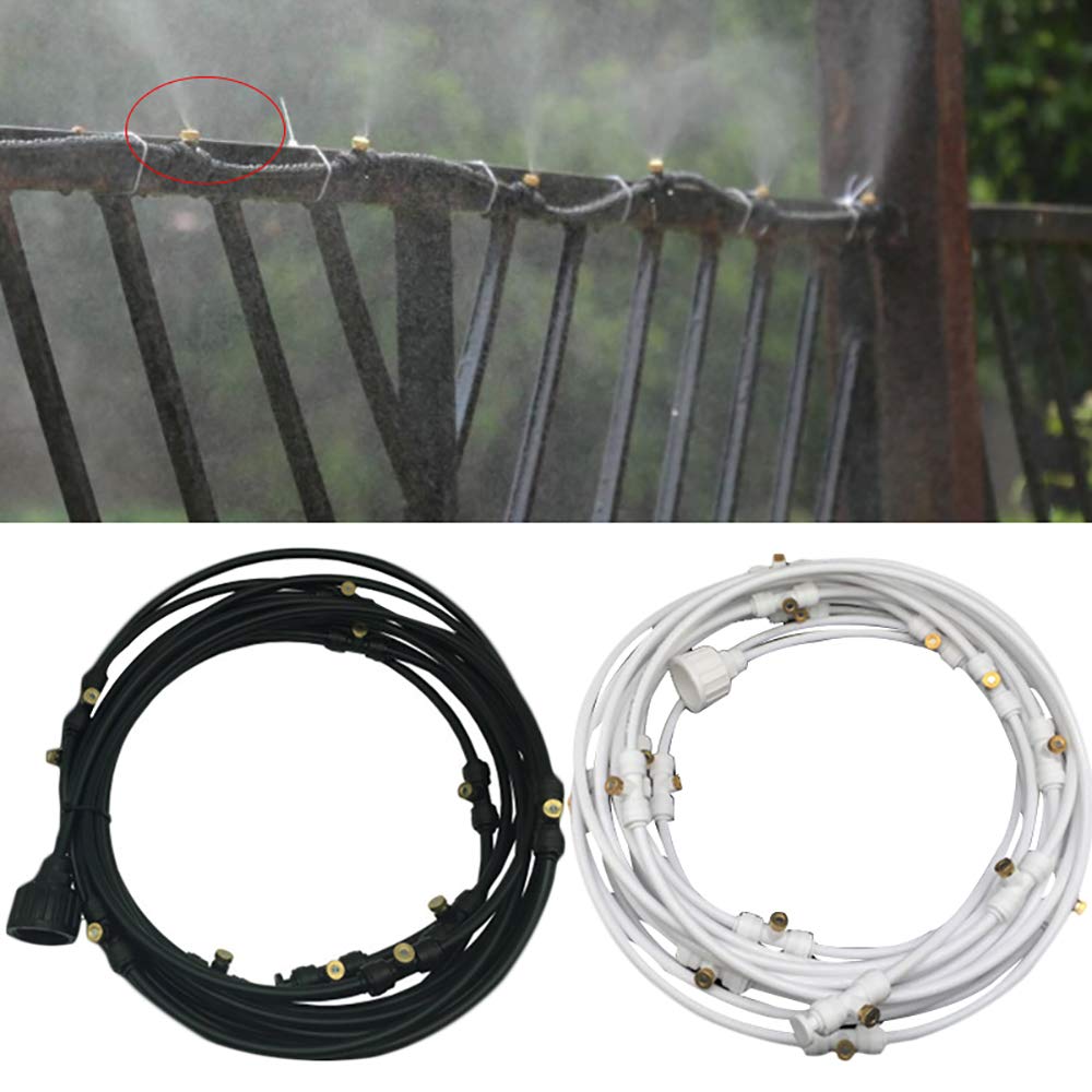 Kit de système de refroidissement par brumisation extérieure pour serre, jardin, terrasse, arroseur d'eau pour plantes d'été (blanc, 18 m)