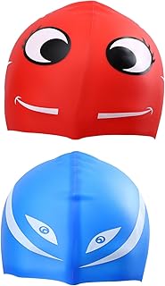 Abaodam 2 Peças Touca De Banho De Silicone Touca De Banho Infantil Touca De Banho Infantil Para Meninas Chapéu De Natação Viseira De Banho Para Crianças Touca De Natação Com Padrão De