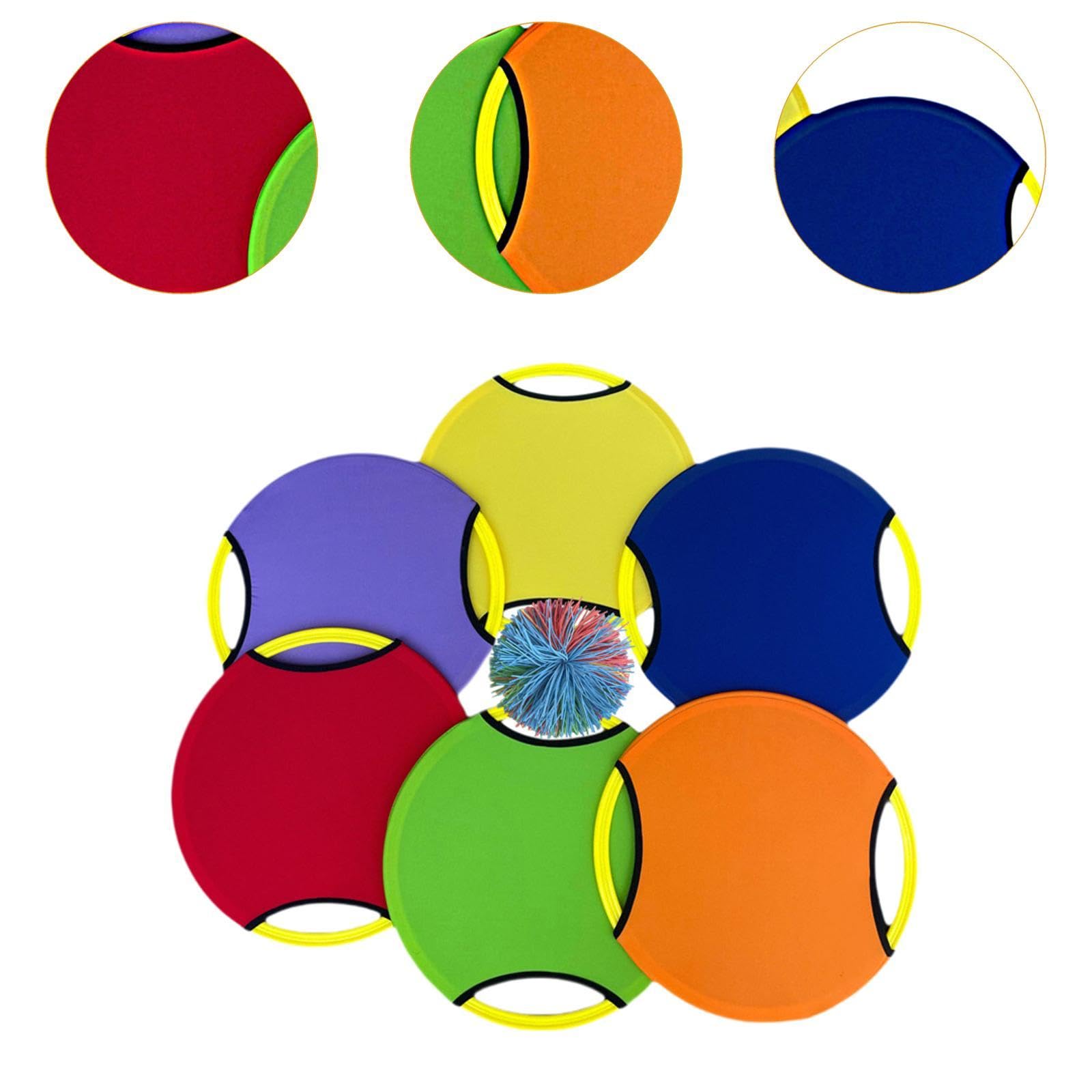 Menolana Trampoline Paddle Ball Game Sensory Training Sports Bouncy Paddle & Stringy Ball Flying Disc for Kindergarten Backyard Beach