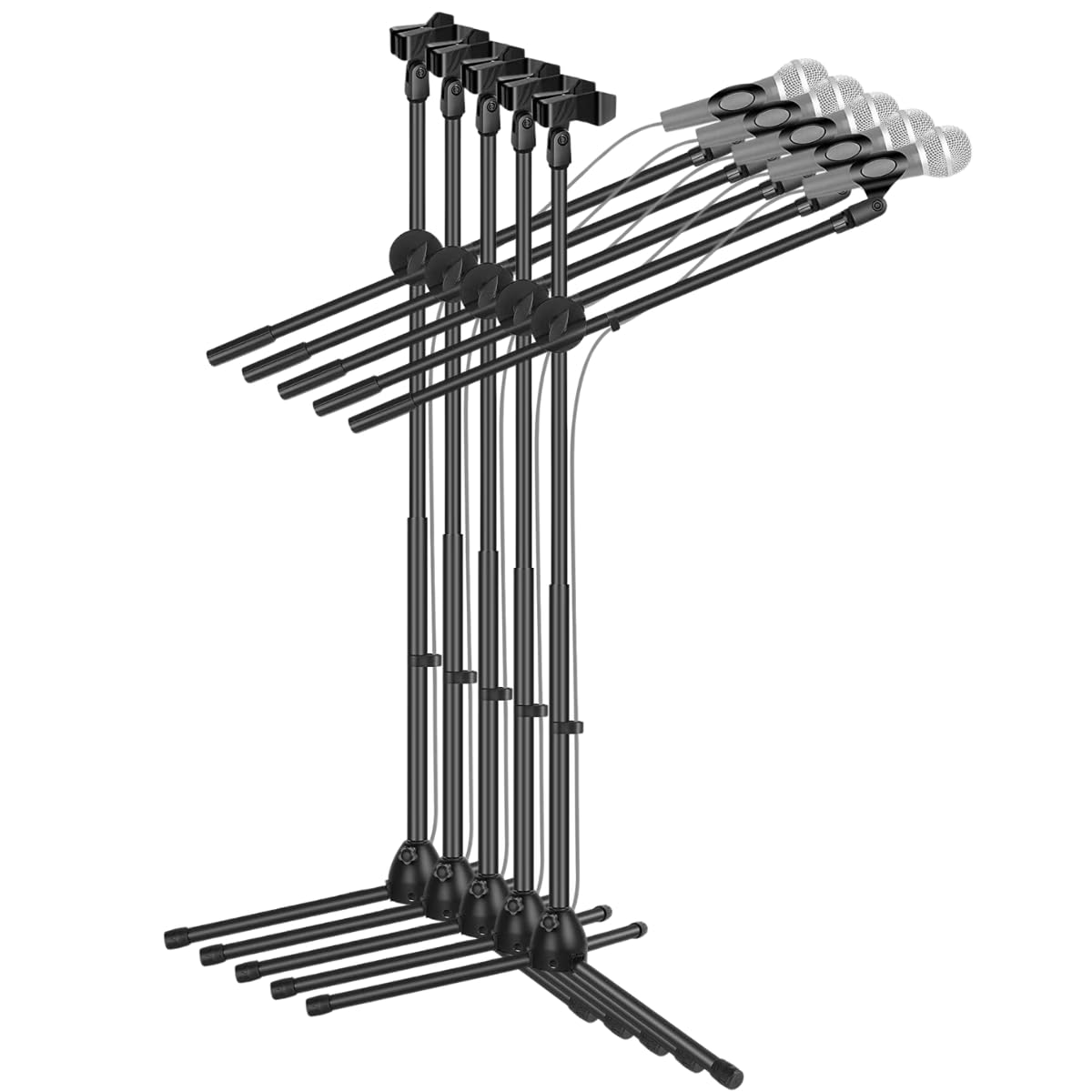 DEVICE OF URBAN INFOTECH Mic Stand Heavy Duty Adjustable Dual Microphone Stand Condenser Mic Stand for Recording Singing Studio Speech Stage Performance Mike Stand (Pack of 5)