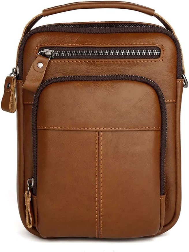 Leather Men Shoulder Bag for 7.9" Business Men Messenger Bags Vintage Crossbody Bag Male Handbag