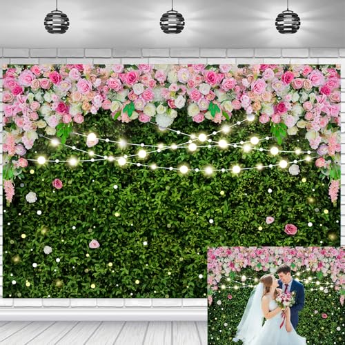 Toile de fond herbe de printemps rose pour anniversaire et mariage