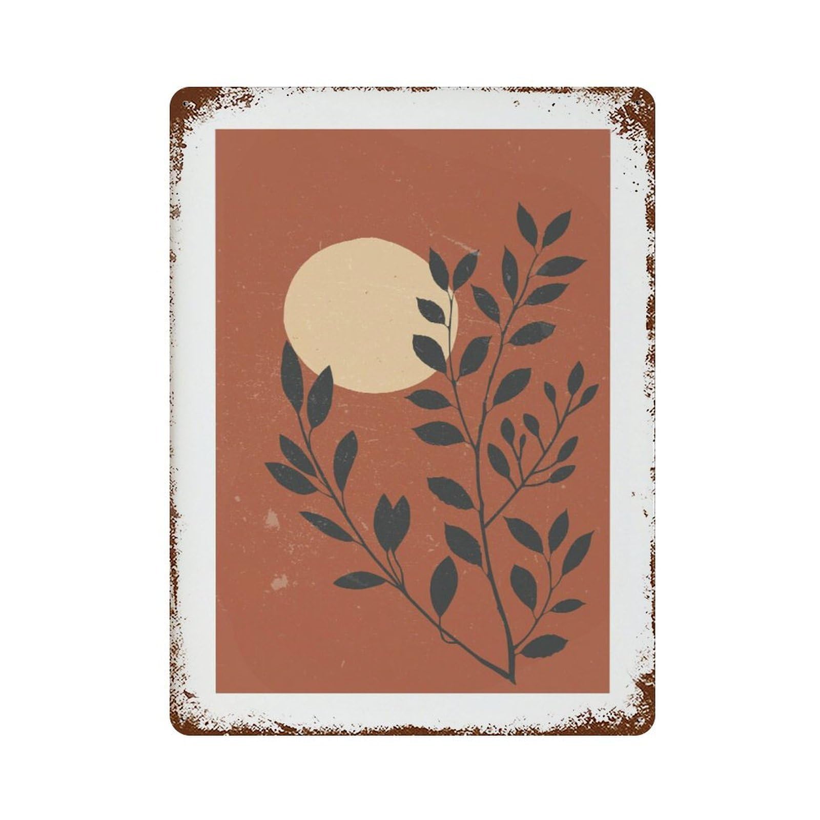 xiaoxiaoshen Desert Sunset Botanical Minimalist Line Wall Decor Art Metal Tin Poster Modern Home Decor Art Home Bar Shop Decorations Vintage Sign 40x30cm