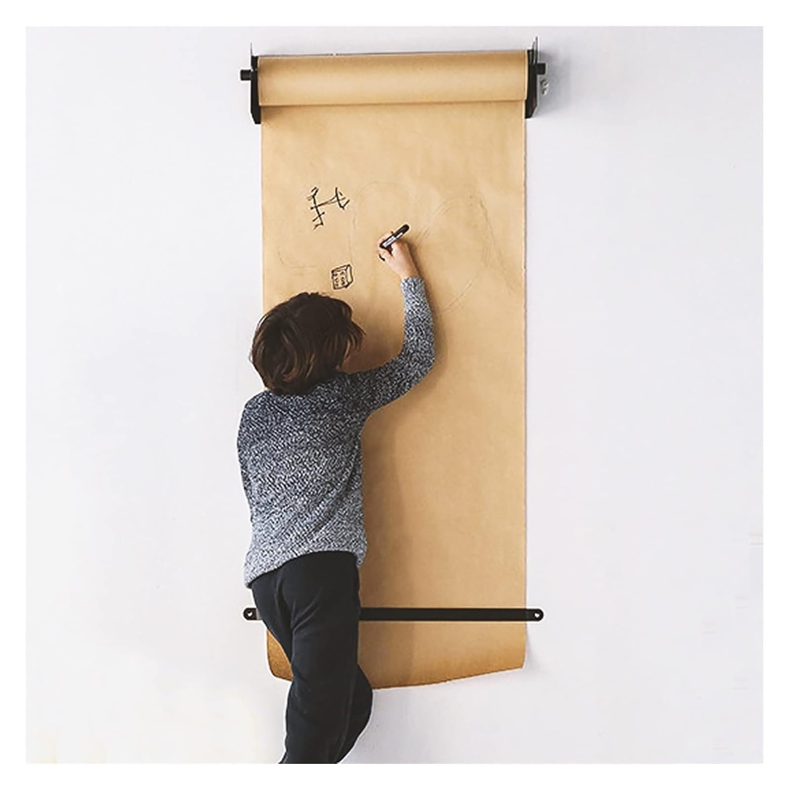 Uchwyt na rolkę papieru kraftowego do projektów rysunkowych DIY, poręczny uchwyt na papier pakowy do pokoju dziecięcego / wiejskiego wystroju / prezentacja artystyczna / 120 cm br,90 cm / 36 cali