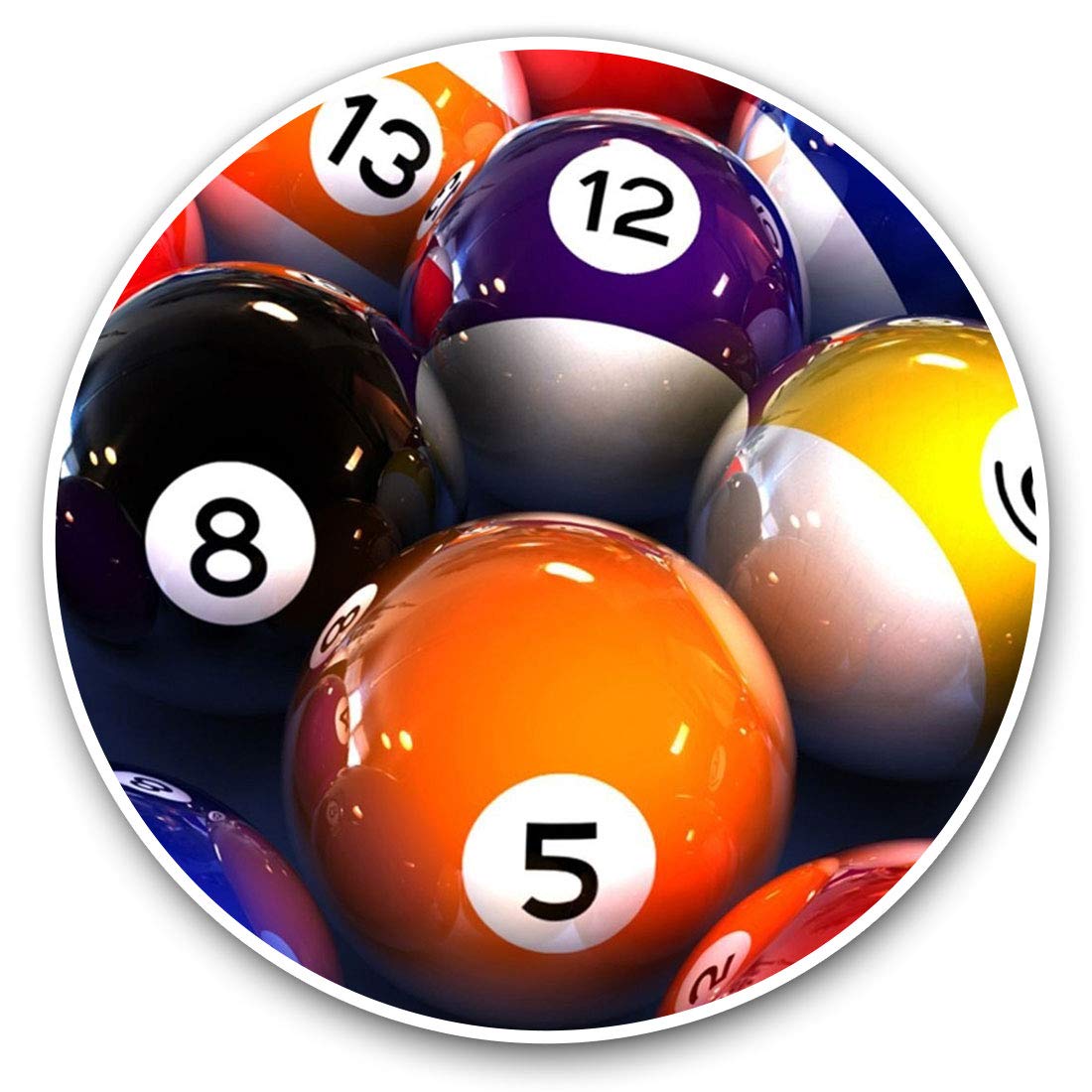 Destination Vinyl Ltd Glossy Pool Balls Snooker Pub 13156 2 X 15Cm Vinyl Stickers
