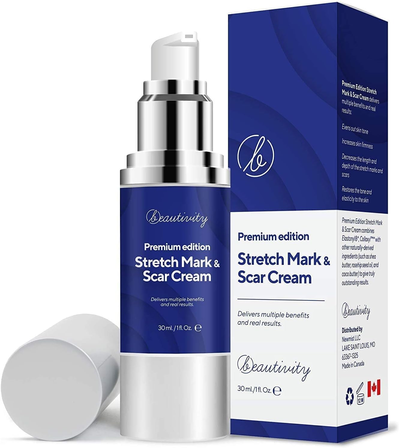 (White) - Scar Remover Cream, Premium Edition Scar Removal Cream for Scars from C-Section, Stretch Marks, Acne, Surgery, Injury, Burns, Effective for both Old and New Scars, Made in Canada