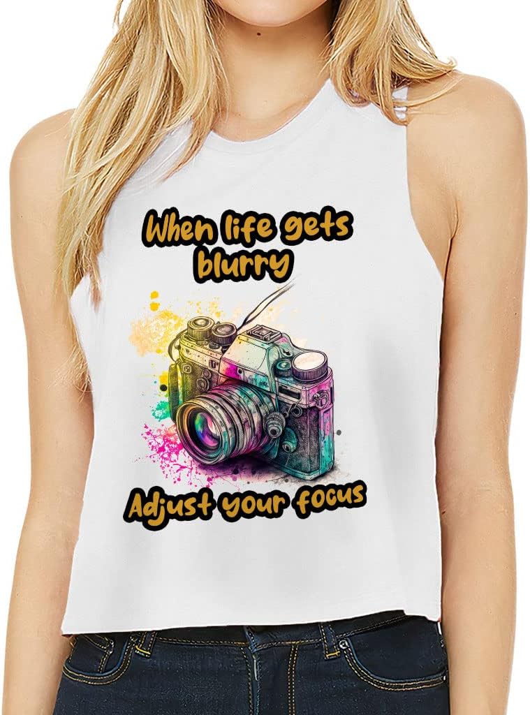 When Life Gets Blurry Adjust Your Focus Racerback Cropped Tank - Art Women's Tank - Paint Tank Top