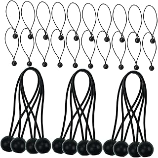DOITOOL 30pcs Elastic Rope Black Tarp Outdoor Teepee Bungee Cords Heavy Duty Black Bungee Cords Tarp Bungee with Balls Elastic Cord Outdoor Tarp Bungee Cords Tarp Fixing Strap Bungee Balls