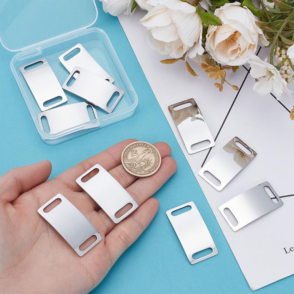 UNICRAFTALE 10Pcs Personalized Dog Collar Adjustable Dog Collar Stainless Steel Stamping Blank Tag Rectangle Pet Collars Tags Silent Engraved Slide On Pet ID Tag for Cats and Dogs 40mm - Image 4
