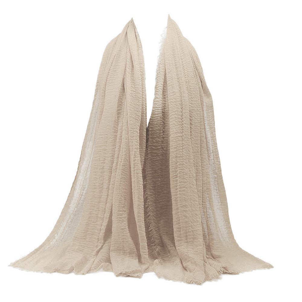 Neck Scarves For Women Scarfs For Women Lightweight Premium Viscose Maxi Crinkle Cloud Hijab Scarf (Beige, One Size)