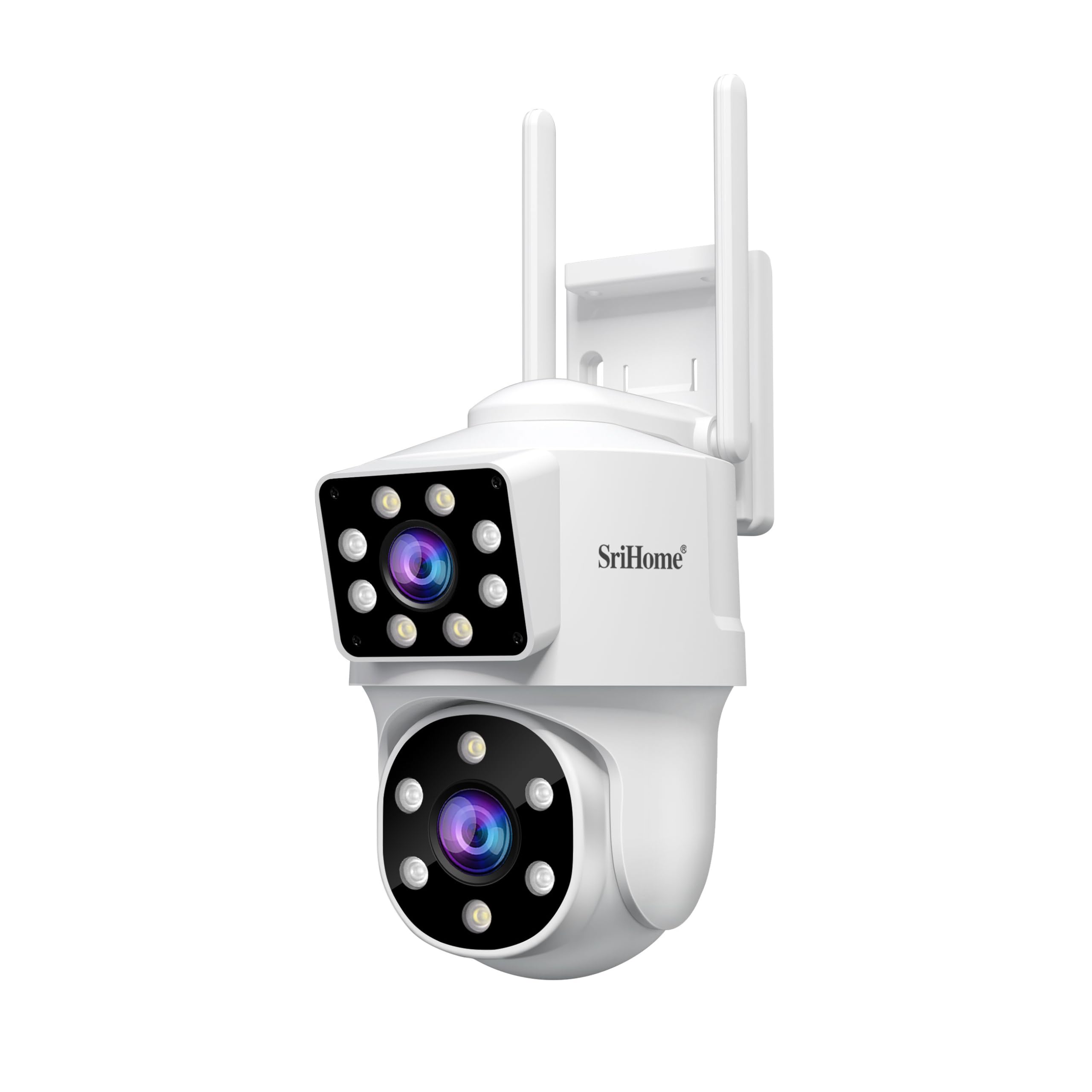 SRIHOME 2 * 2MP Telecamere di Sorveglianza per Esterni, 2.4GHz Bullet-PTZ Doppio Obiettivo, Rilevazione Umana, Visione Notturna a Colori, Audio Bidirezionale, Archiviazione Locale SD, IP66 (1)
