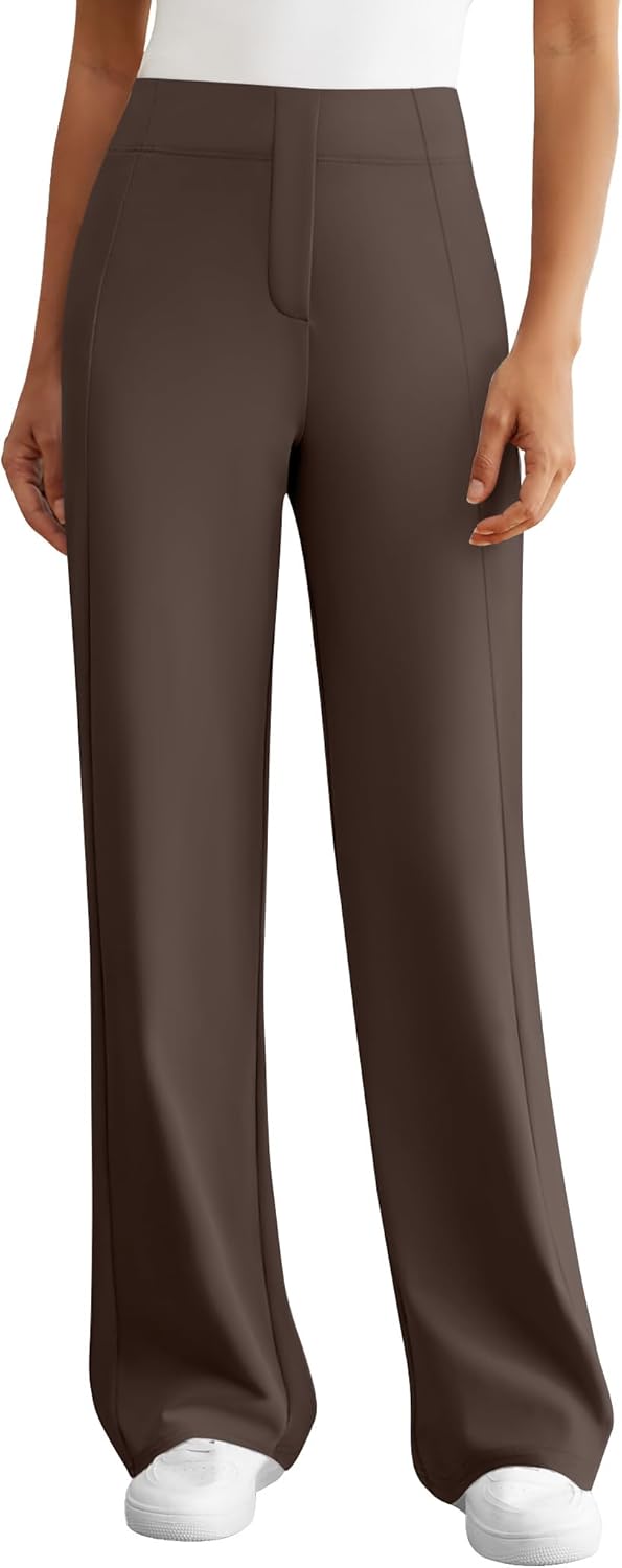 Womens Dress Work Pants Wide Leg Business Casual Slacks Stretchy High Waist Comfy Trousers with Pocket