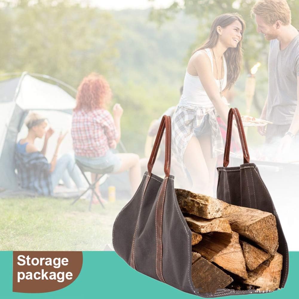Firewood Carrier Log Tote, Canvas Comfortable Padded Handles Camping Outdoor Holder Carry Bag Fireplace Wood Stove Accessories Storage Bag, 3618in,S2