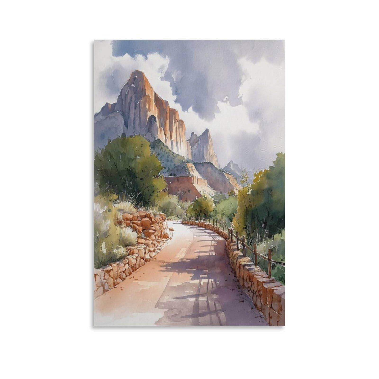 LCYNNH Sedona Arizona Watercolor Painting 16x24inch(40x60cm) Vintage Travel Poster Watercolor Canvas Art