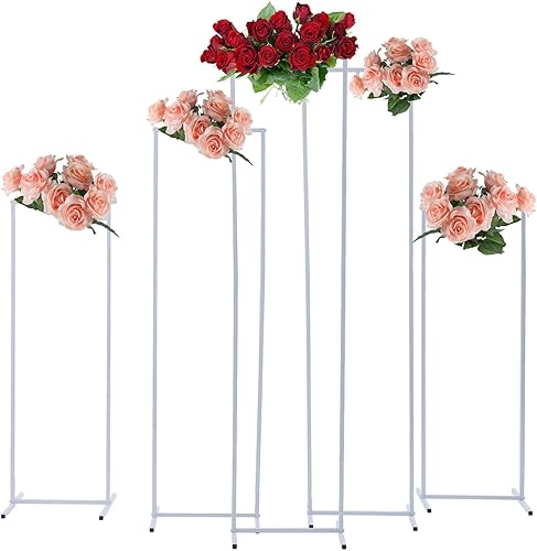 Miniatura 1 de Kit de arco de globo blanco rectangular (6.7 pies), soporte de arco geométrico para arco de boda, soporte de telón de fondo de metal para decoración