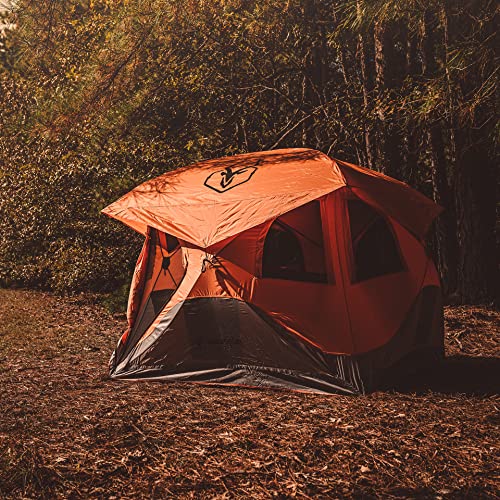 Gazelle Tents™ T4 Hub Tent, Easy 90 Second Set-Up, Waterproof, UV Resistant, Removable Floor, Ample Storage Options, 4-Person, Sunset Orange, 78" x 94" x 94"