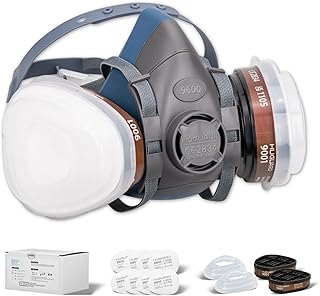 HUGUARD Wiederverwendbare Silikon-Halbmaske mit Wechsel-A2-Gasfilter Gegen Organische Dämpfe und P2-Partikelfilter Atemmas...