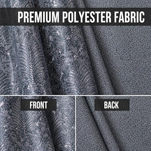 Image of HUTI 5 feet Grey Window Curtain Set of 2 | Semi-Transparent Leaf Printed Curtain | Soft Knitted Polyester | Eyelet Curtain for Living Room & Bedroom 4x5 ft (120 x 150 cm) | Perfect for Home Decor