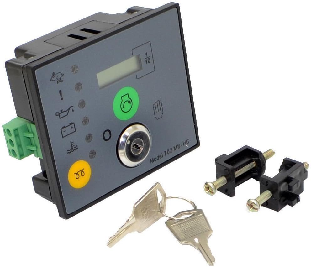 DSE702 Generator Controller Module Panel Auto/Manual Key Switch Engine Start Module Monitoring Low/High Oil Pressure Over Speed DC 8-35V Complete Replacement For DEEP SEA 702 (702MS)