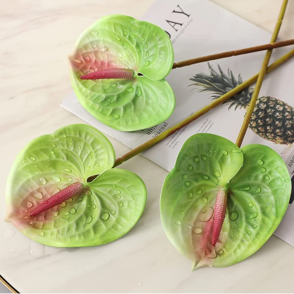 Lot De 8 Fleurs De Lys Anthurium Artificielles - Blanc, 62 Cm De Haut - Décoration Permanente Maison, Mariage