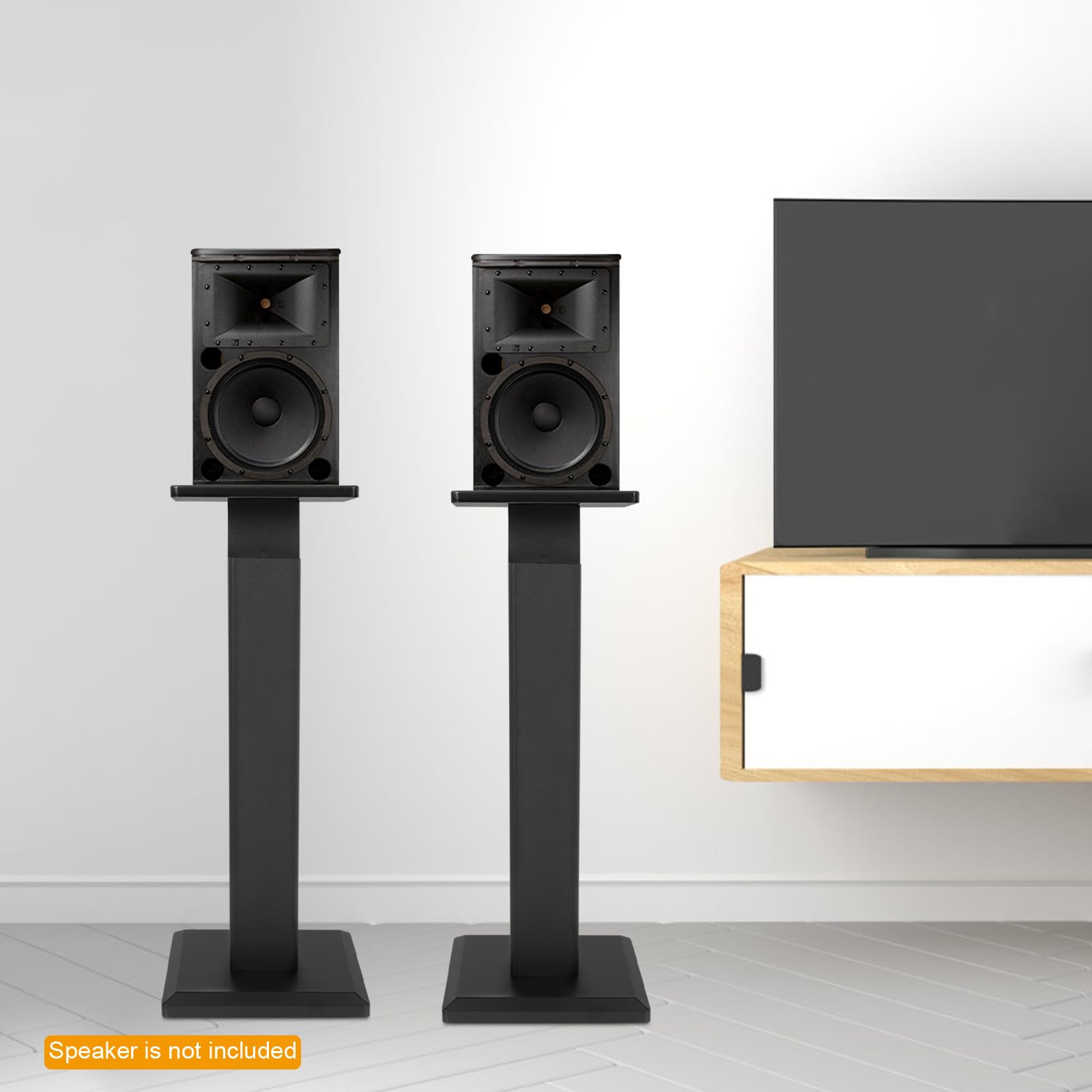 Juego de 2 patas de altavoces ajustables, 65-85 cm, soportes de altavoz, soporte para altavoz de MDF chapado premium, carga 30 kg, base ampliada para Home Cinema Bars, salas privadas KTV
