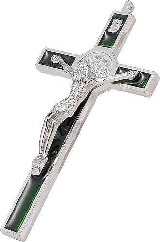 Miniatura 9 de VINETEN Crucifijo de pared, cruces católicas con esmalte, crucifijo para pared, cruz cristiana para colgar en la pared para decoración del hogar, 4