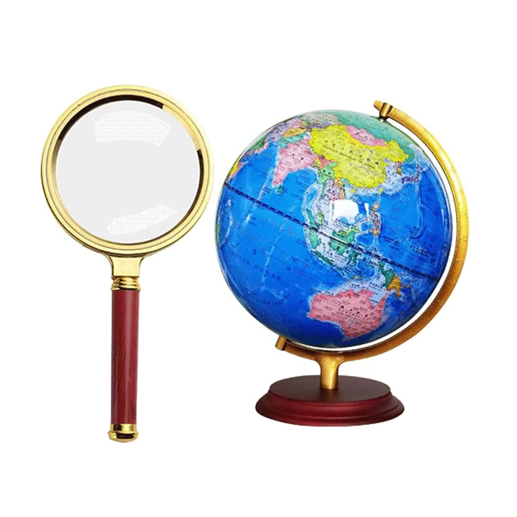 Globi Geografici Mappa dell'educazione della Terra del Mondo retrò Classico Elegante con Una cremagliera di Legno Gelast del Mondo dell'Oceano Blu 12,5" Home Decor