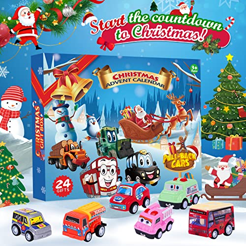 Christmas Gift For Kids Advent Calendar For Boys:car Toy Sets Plus 1 Mat Xmas Gifts Toys For 3-6 Year Old Kids Christmas Stocking Stuffers Christmas Countdown Calendars For Boys Toddler Kids #TOP4