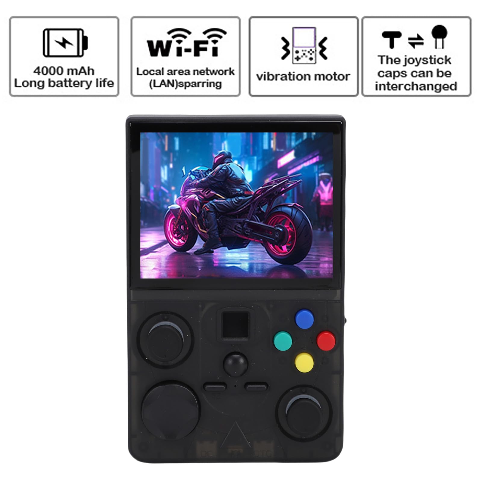 Console de Jeu Rétro Portable, Open Source, avec Double Joystick pour Jeux Multijoueurs, Matériau ABS (64G)